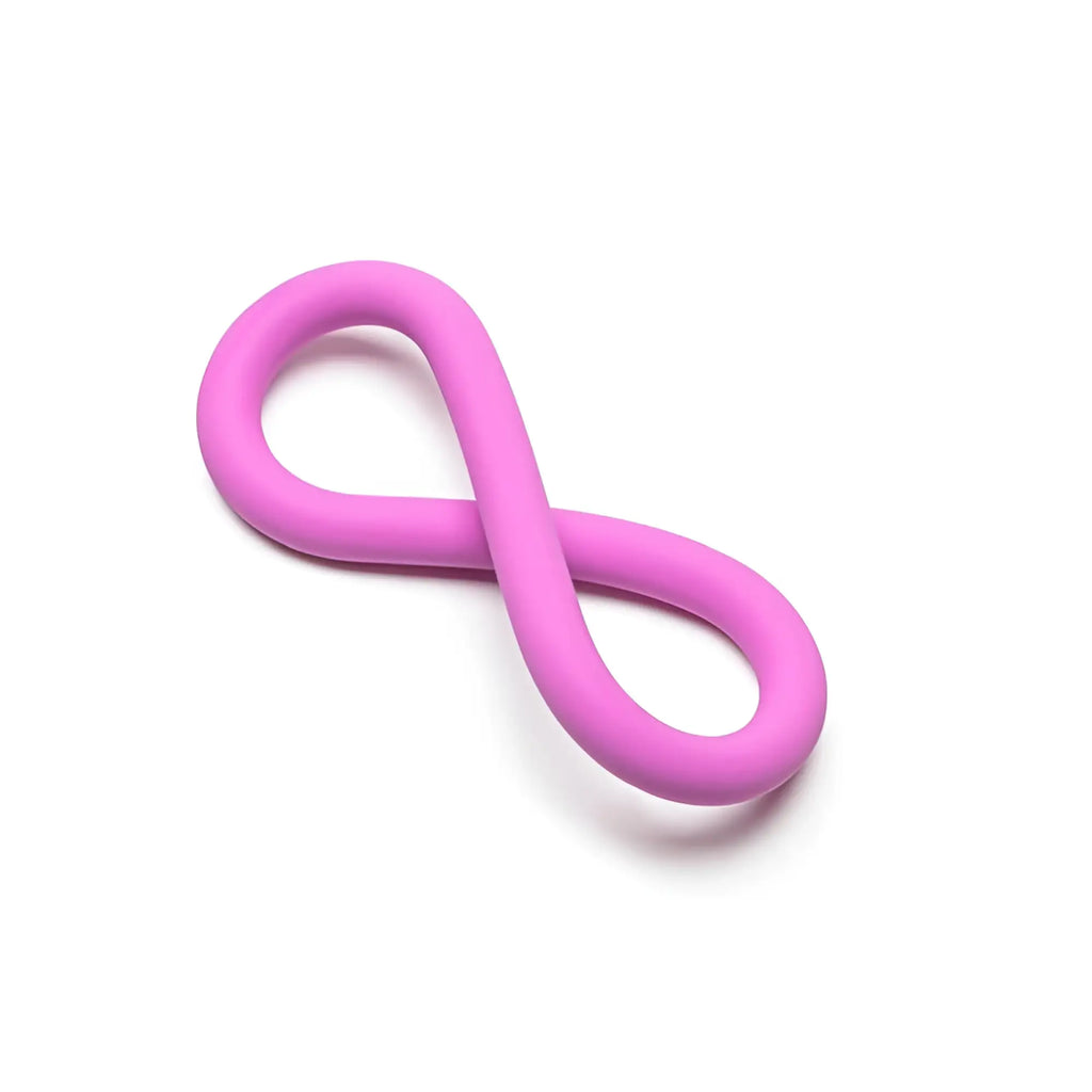 A soft pink smooth-surfaced infinity-shaped silicone charm for perfectfit silicone hefty wrap ring 229mm pink
