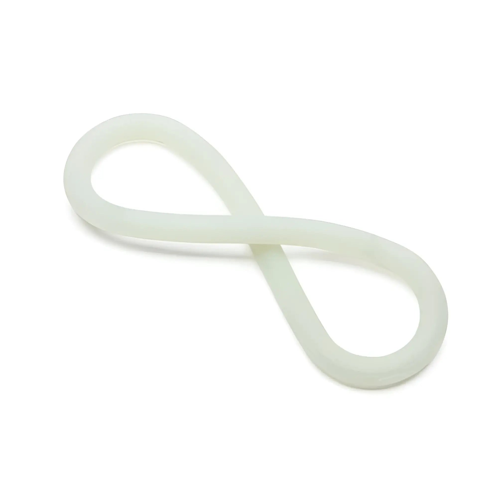 A translucent white silicone infinity symbol charm from the perfectfit silicone hefty wrap ring 305mm glow in the dark