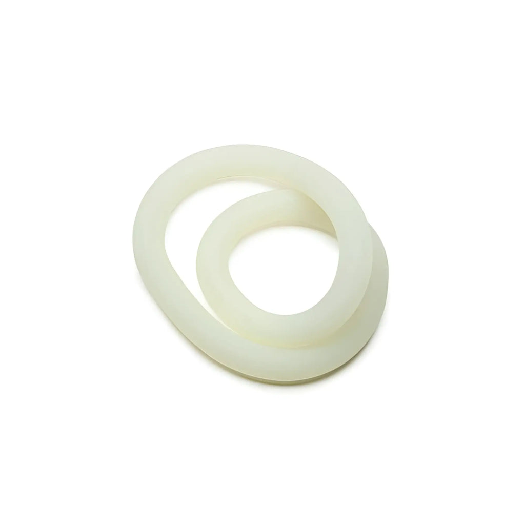 Two interlocking off-white silicone rings from perfectfit hefty wrap ring 305mm glow in the dark set