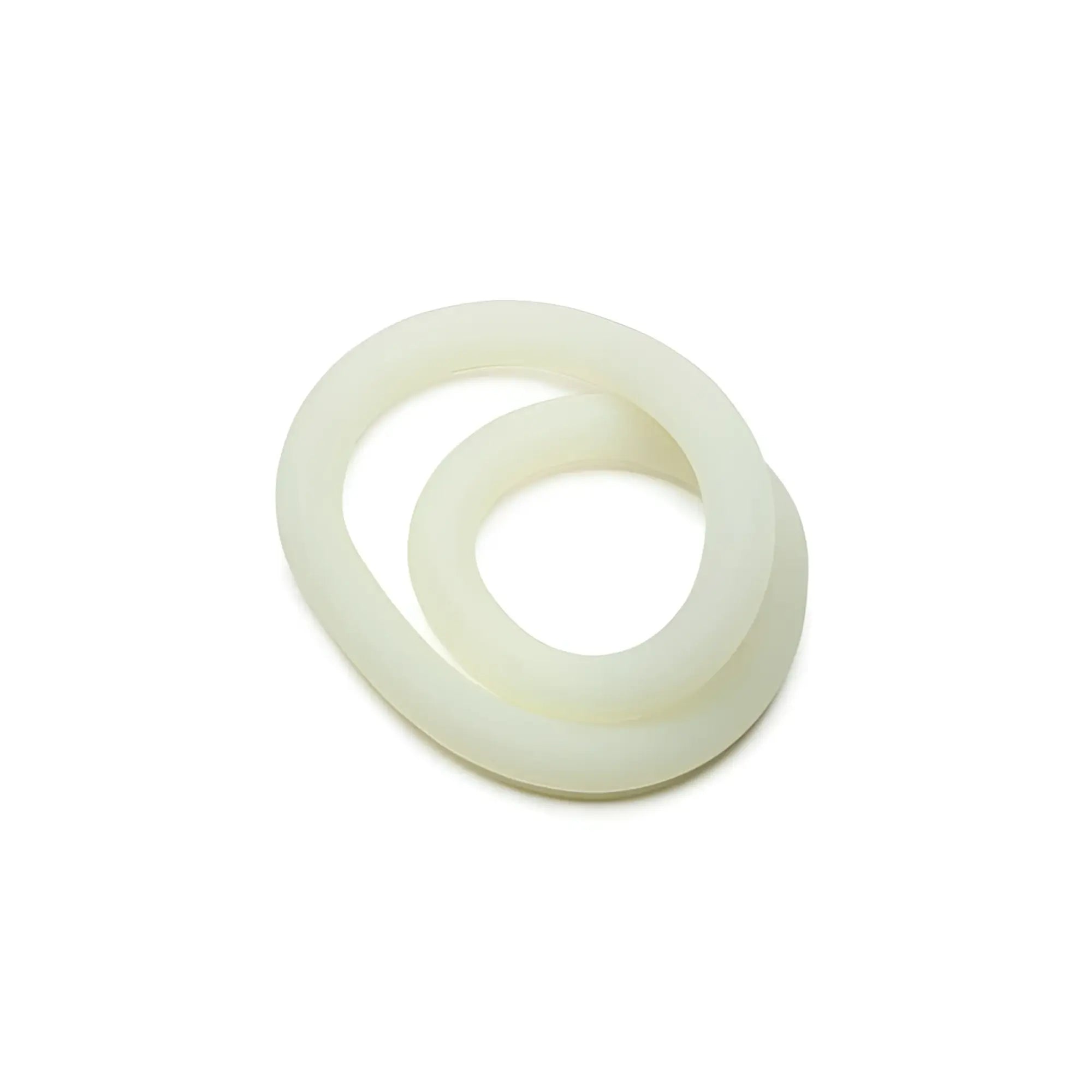 Two interlocking off-white silicone rings from perfectfit hefty wrap ring 305mm glow in the dark set