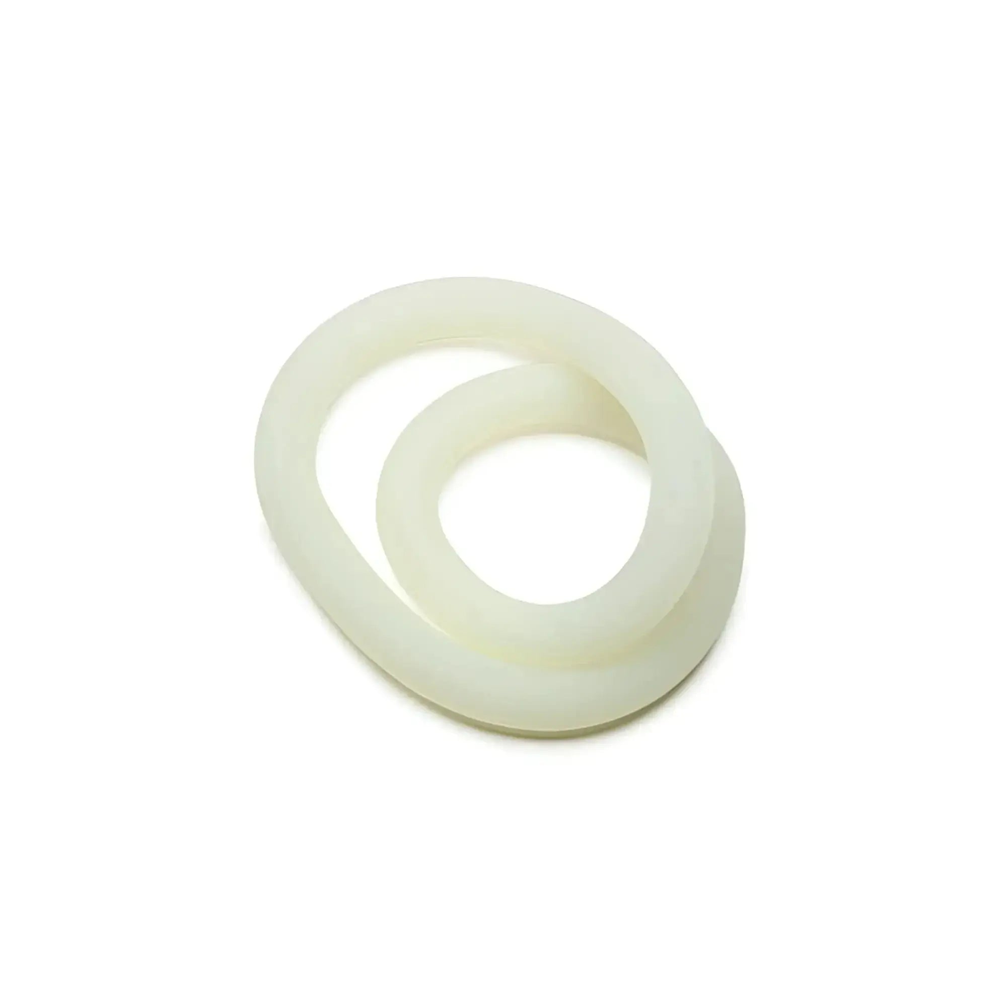 Two interlocking off-white silicone rings from perfectfit hefty wrap ring 305mm glow in the dark set