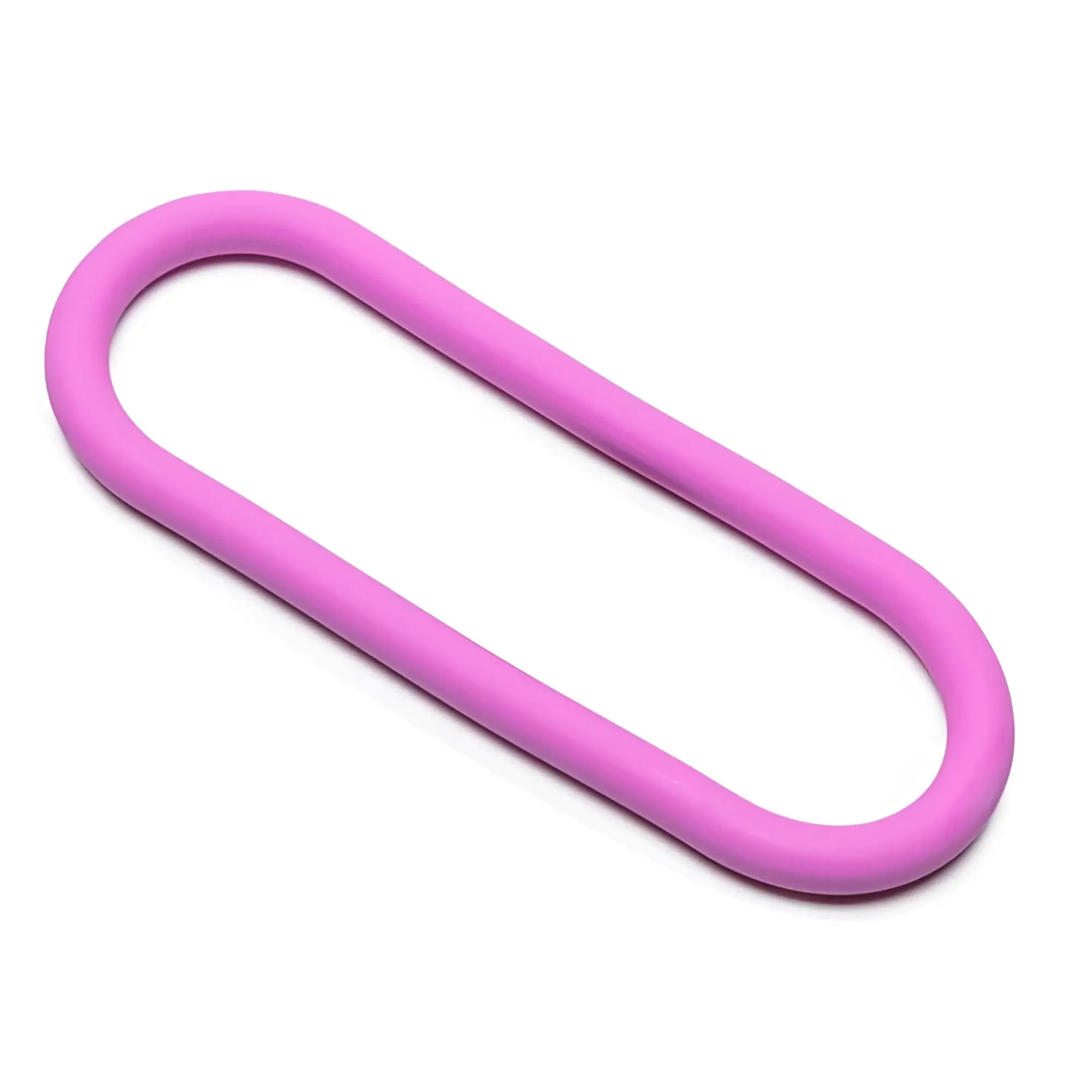 A soft pink silicone paperclip with a smooth rounded oval shape in the perfectfit silicone hefty wrap ring 305mm pink