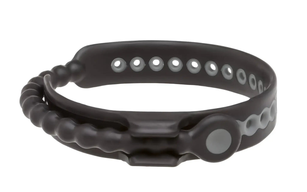 PerfectFit Speed Shift black silicone fitness tracker band with gray circular accents and beaded textured edge