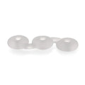 Perfectfit triple stack cock ring with three frosted white translucent plastic beads linked in a chain