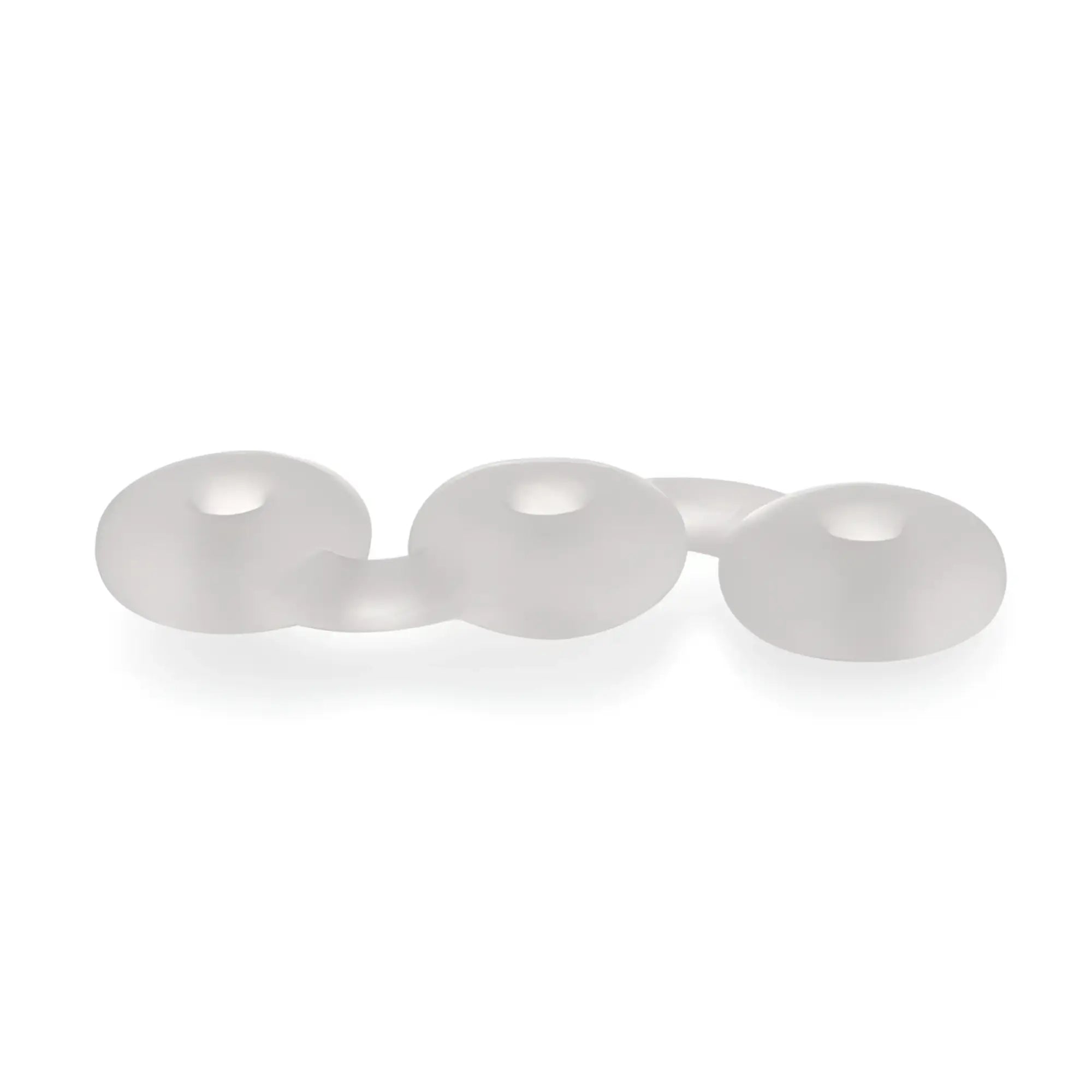 Perfectfit triple stack cock ring with three frosted white translucent plastic beads linked in a chain