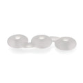 Perfectfit triple stack cock ring with three frosted white translucent plastic beads linked in a chain