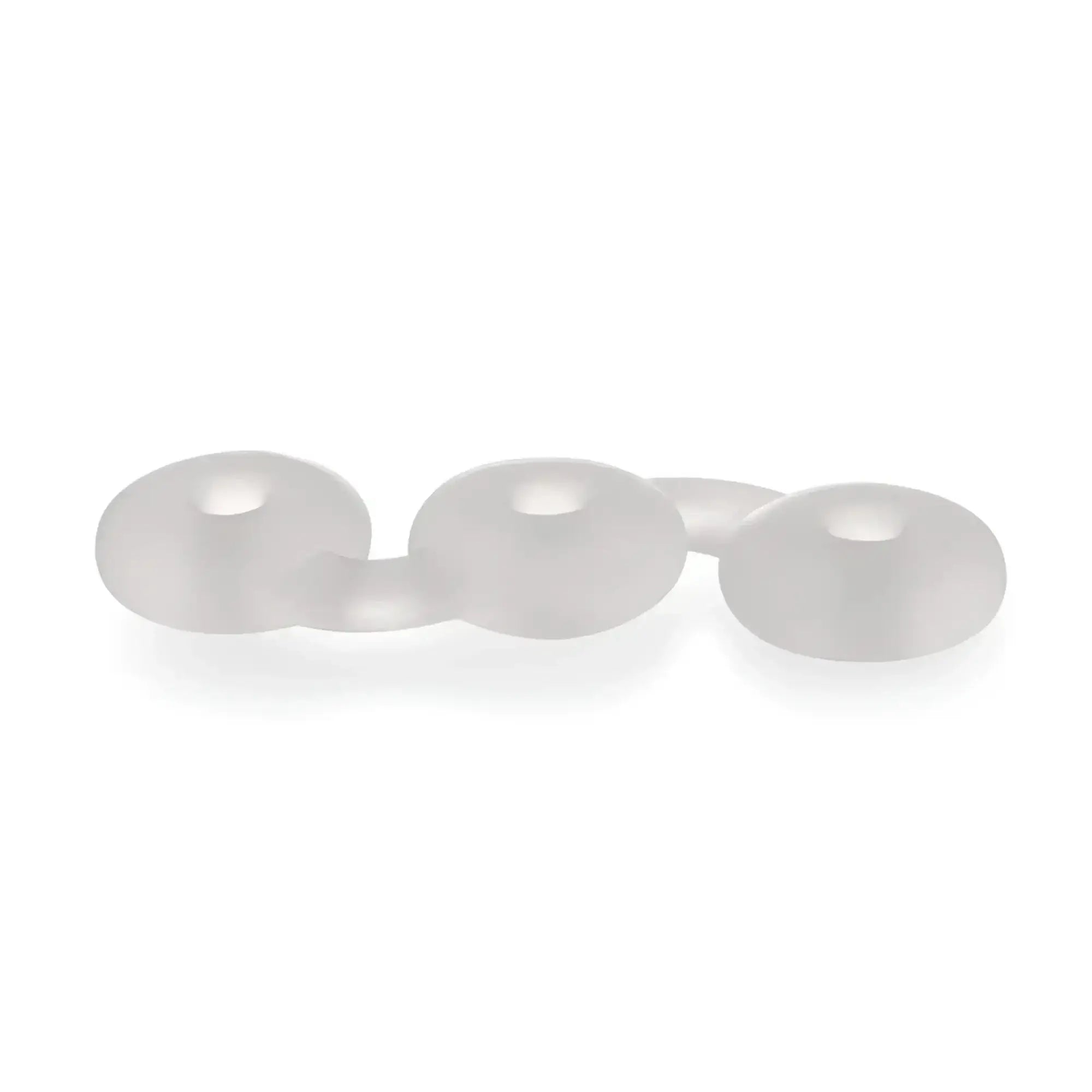 Perfectfit triple stack cock ring with three frosted white translucent plastic beads linked in a chain