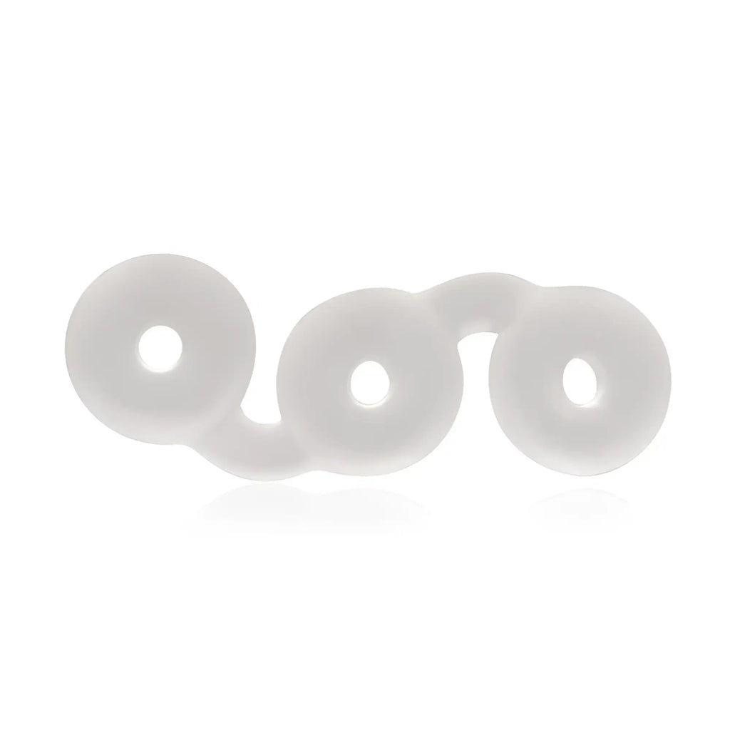 Transparent silicone perfectfit triple stack cock ring with three interconnected circular links for comfortable wear