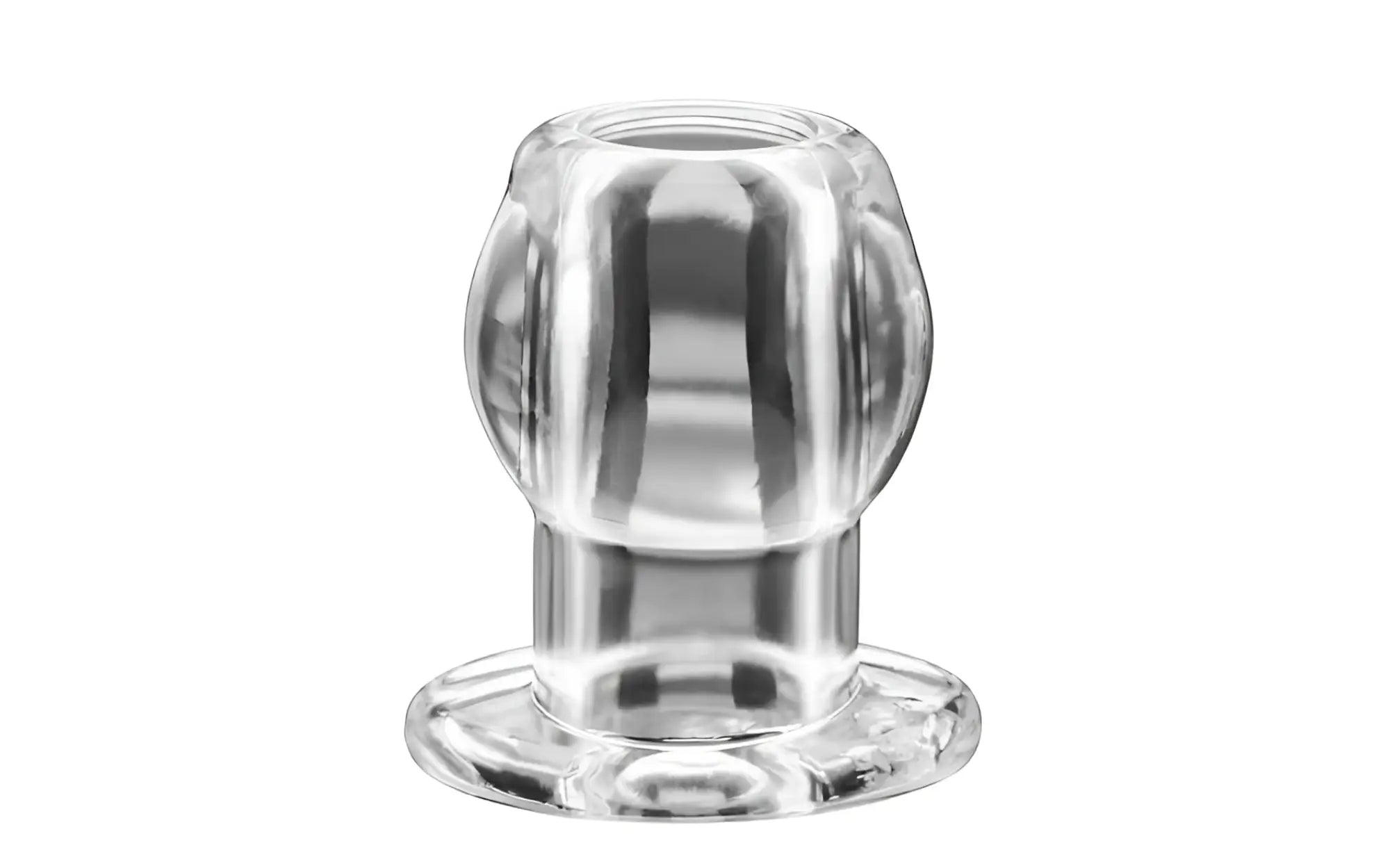 Clear transparent silicone anal plug perfectfit tunnel plug large with rounded head and flared base