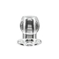 Clear glass perfectfit tunnel plug medium with a faceted rounded top and flat base for ear stretching