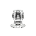 Clear glass perfectfit tunnel plug medium with a faceted rounded top and flat base for ear stretching