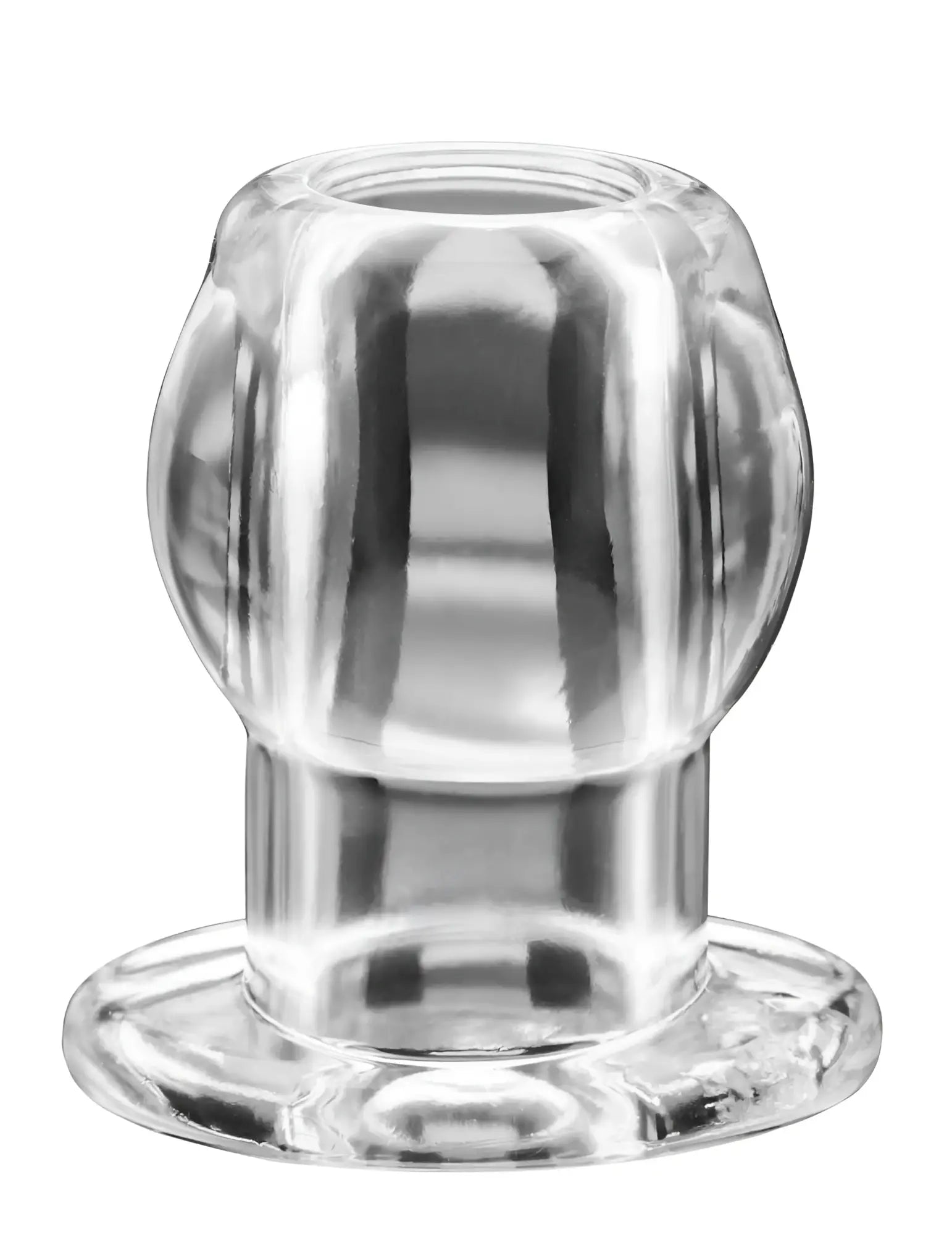 Clear transparent silicone anal plug perfectfit tunnel plug medium with rounded head and flared base