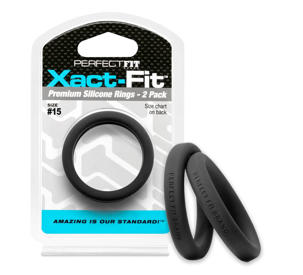 Black silicone rings perfectfit xact-fit 15 1.5in 2 pk with smooth flexible texture and sleek design
