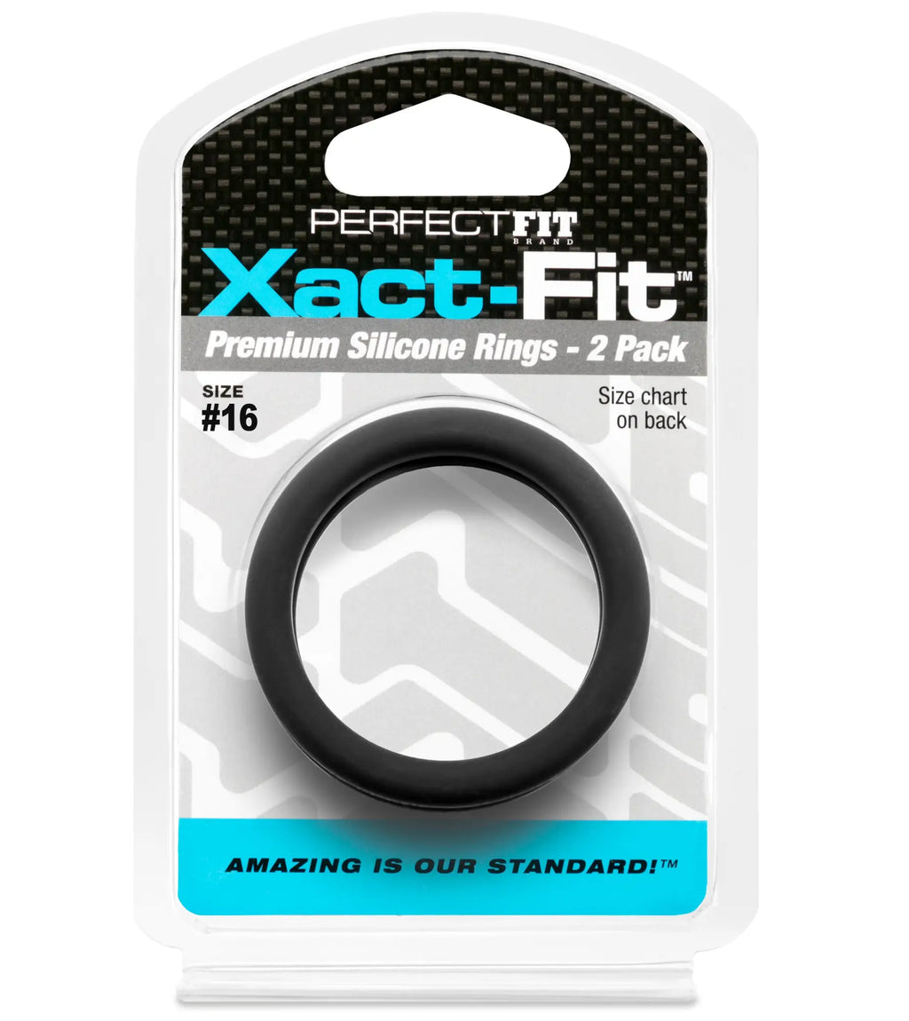 Black silicone ring size 16 from PerfectFit Xact-Fit premium 2 pack designed for comfort and durability