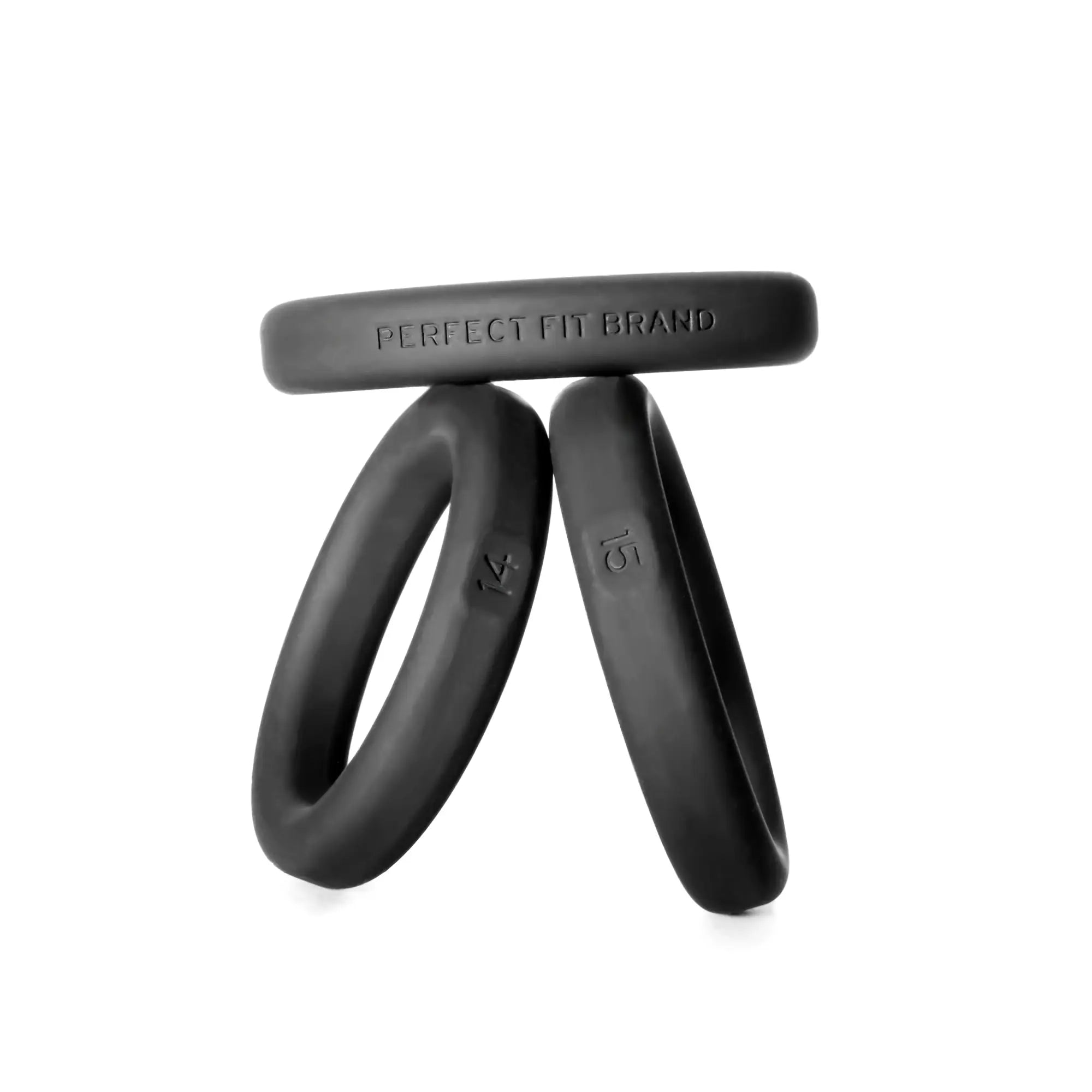 Black silicone rings from perfect fit with engraved size markings and minimalist design medium 3 ring kit