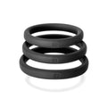 Set of three x-large black silicone PerfectFit Xact-Fit rings engraved with size numbers for precise fitting