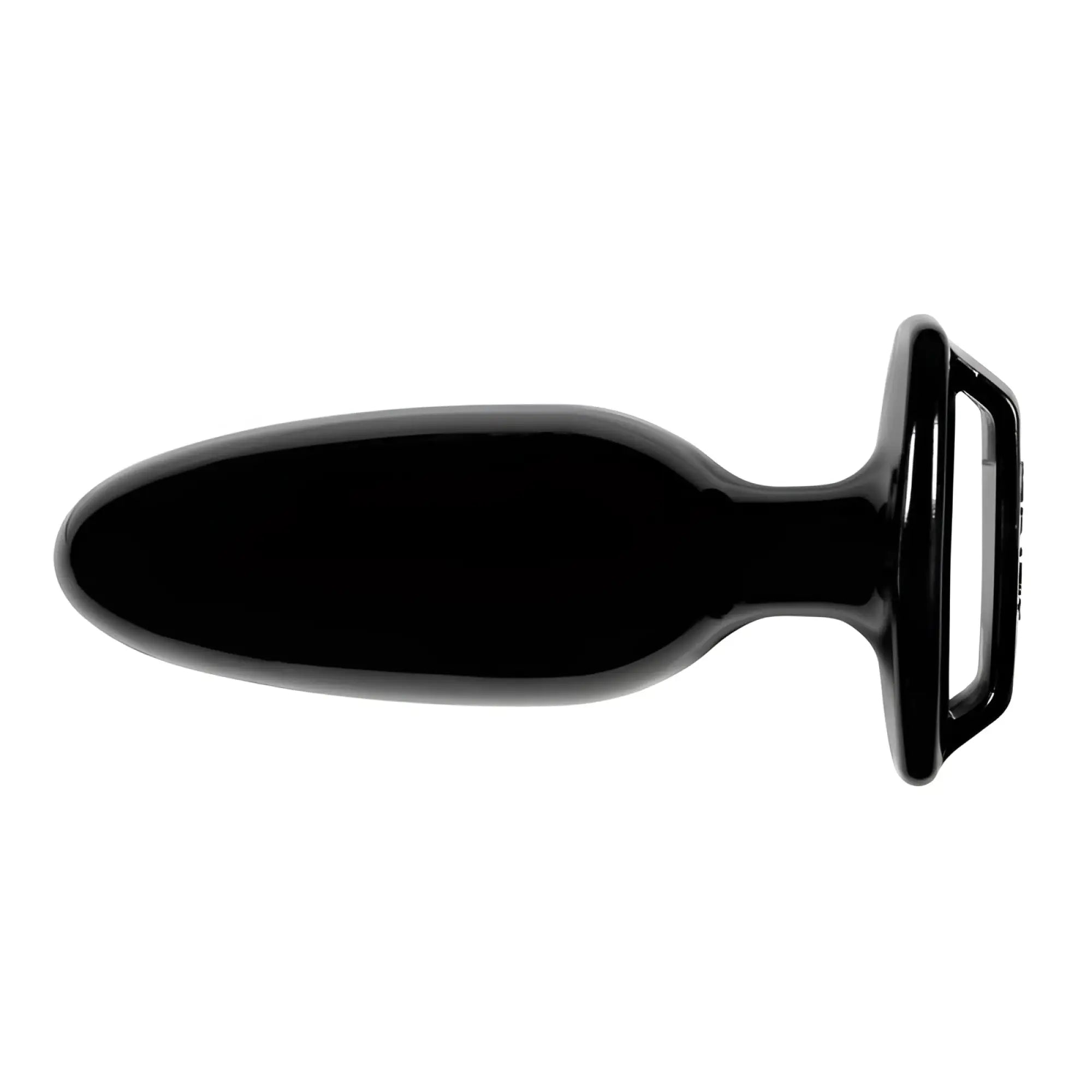 Black glossy silicone anal plug with finger grip handle for easy use perfectfit xplay finger grip plug 3l