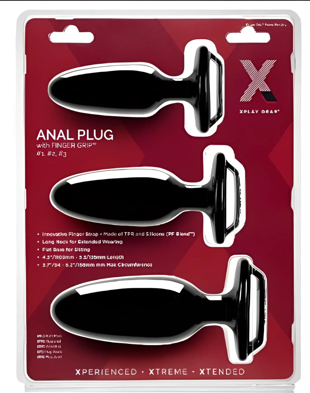 Black anal plug with finger grip made of tpr and silicone perfectfit xplay finger grip plug starter kit