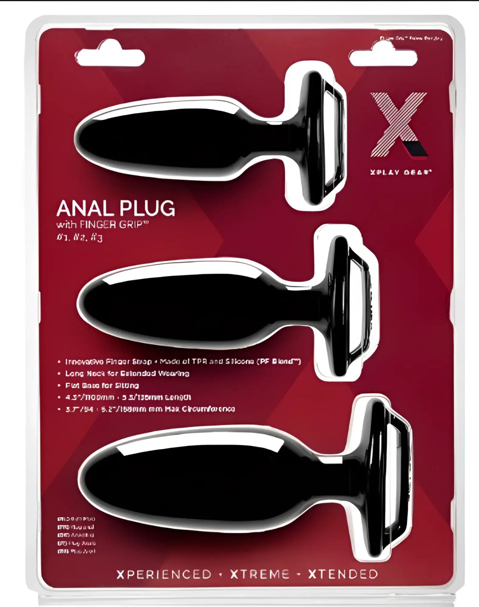 Black anal plug with finger grip made of tpr and silicone perfectfit xplay finger grip plug starter kit