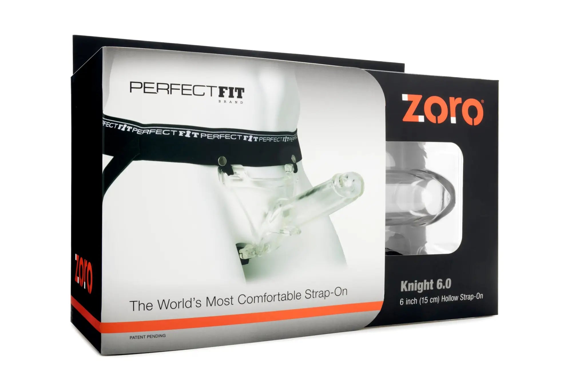 Perfectfit zoro knight 6in clear hollow shaft strap on with transparent plastic and black perfect fit waistband