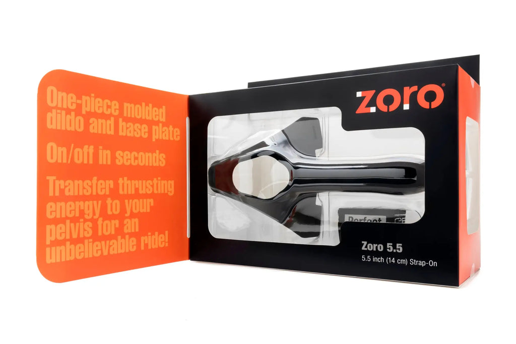 PerfectFit Zoro strap-on 5.5in black with sleek black and chrome finish and integrated base plate for secure attachment