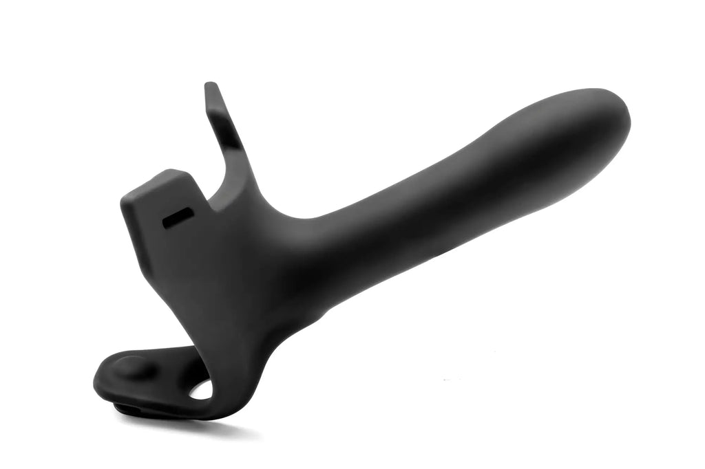 Black silicone urethral dilator with ergonomic handle and clip mechanism from PerfectFit Zoro Strap-On 5.5in black
