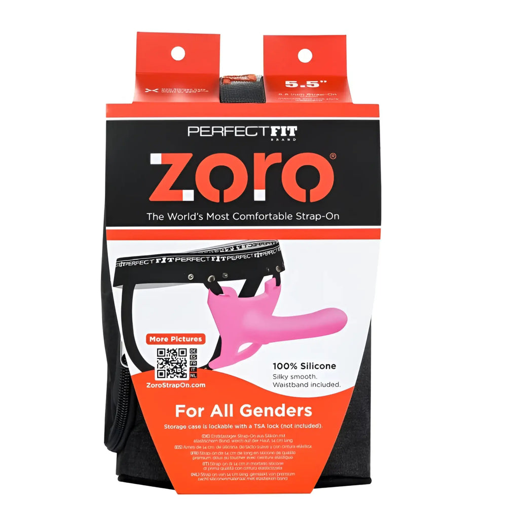 Pink silicone strap-on by zoro with a sleek design and included waistband perfect for secure wear