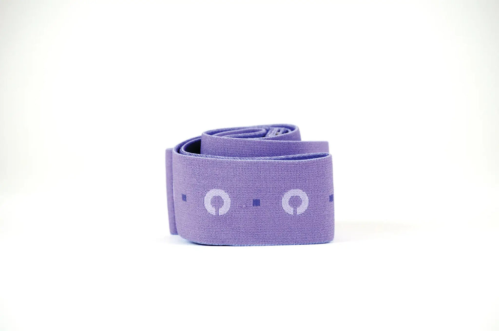 Perfectfit zoro strap-on purple elastic resistance band with white circular and square patterns for fitness use