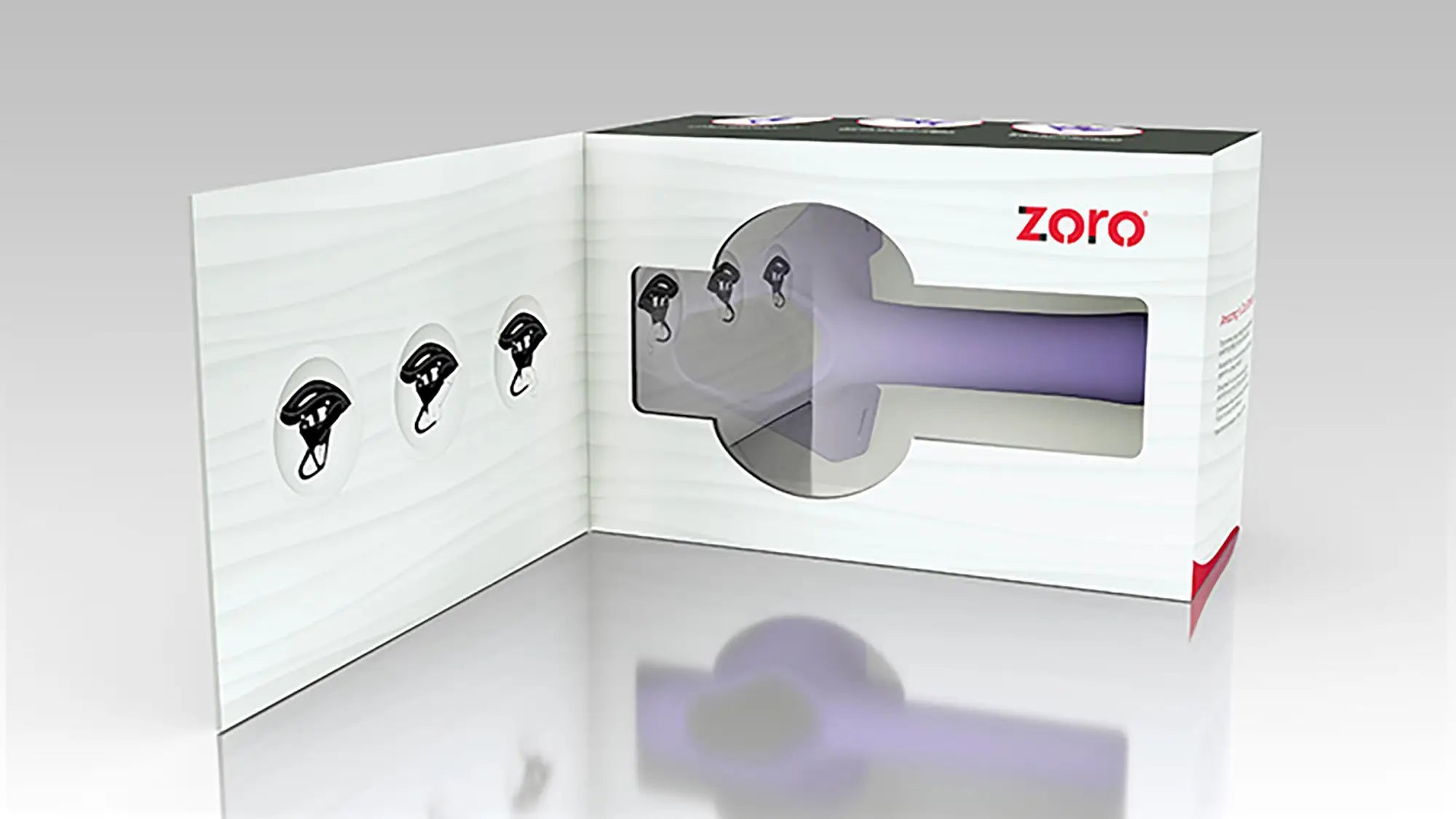 Perfectfit zoro strap-on 5.5in purple key-shaped vibrator in sleek minimalist packaging made from body-safe material