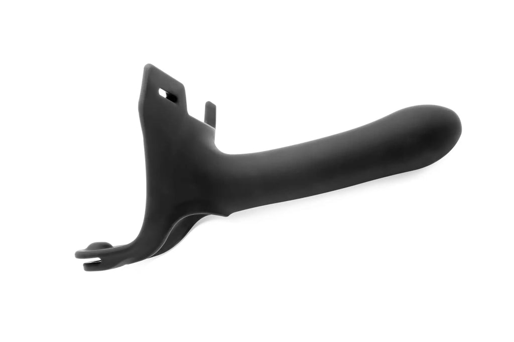 Black silicone prostate massager perfectfit zoro strap-on 6.5in with ergonomic design and adjustable clamping mechanism