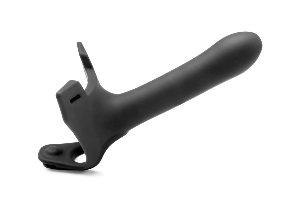 Black silicone prostate massager perfectfit zoro strap-on 6.5in with ergonomic grip and adjustable clamp mechanism