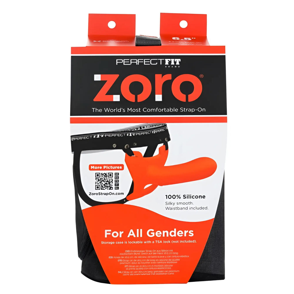 PerfectFit Zoro strap-on 6.5in orange silicone with built-in waistband designed for all genders