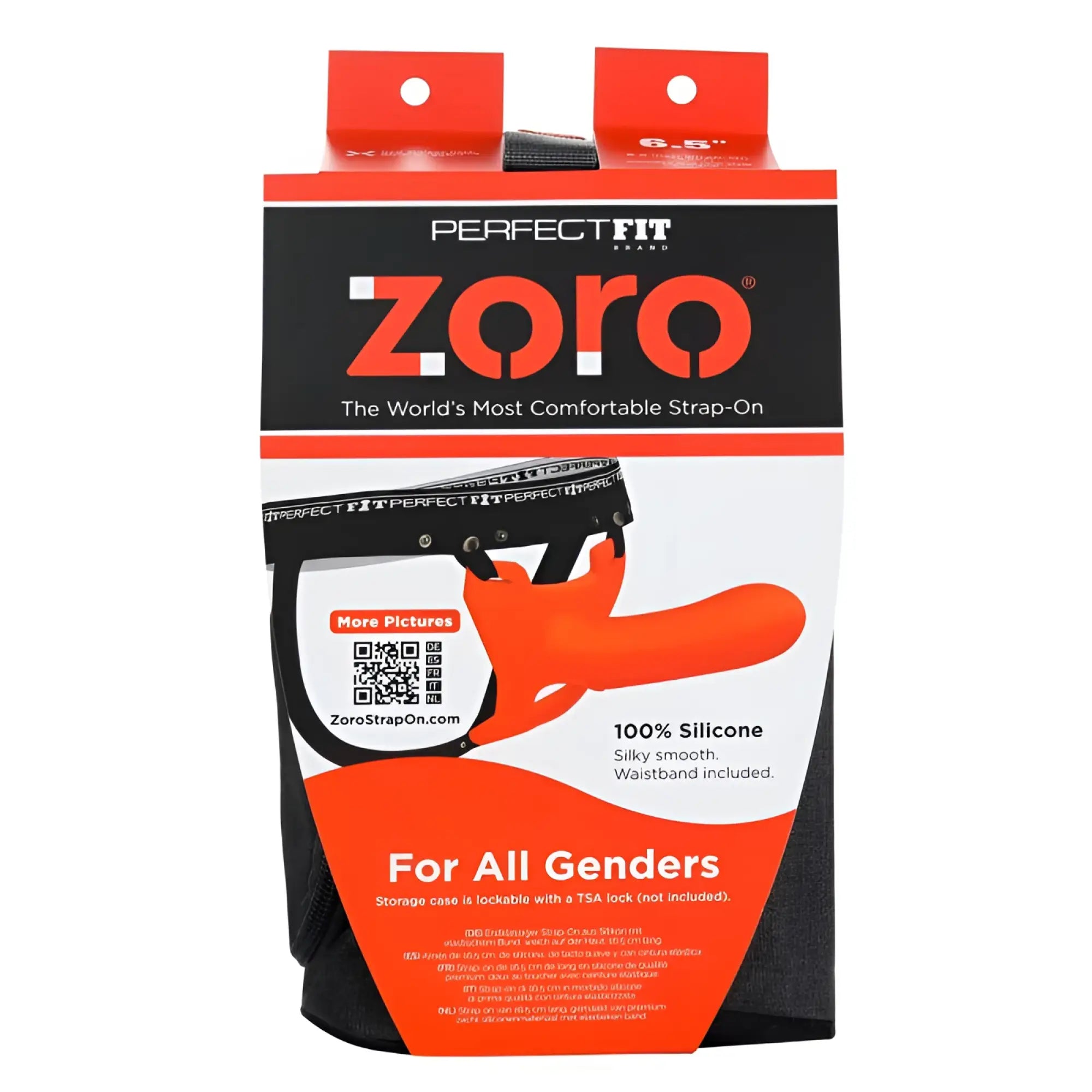 PerfectFit Zoro strap-on 6.5in orange silicone with built-in waistband designed for all genders