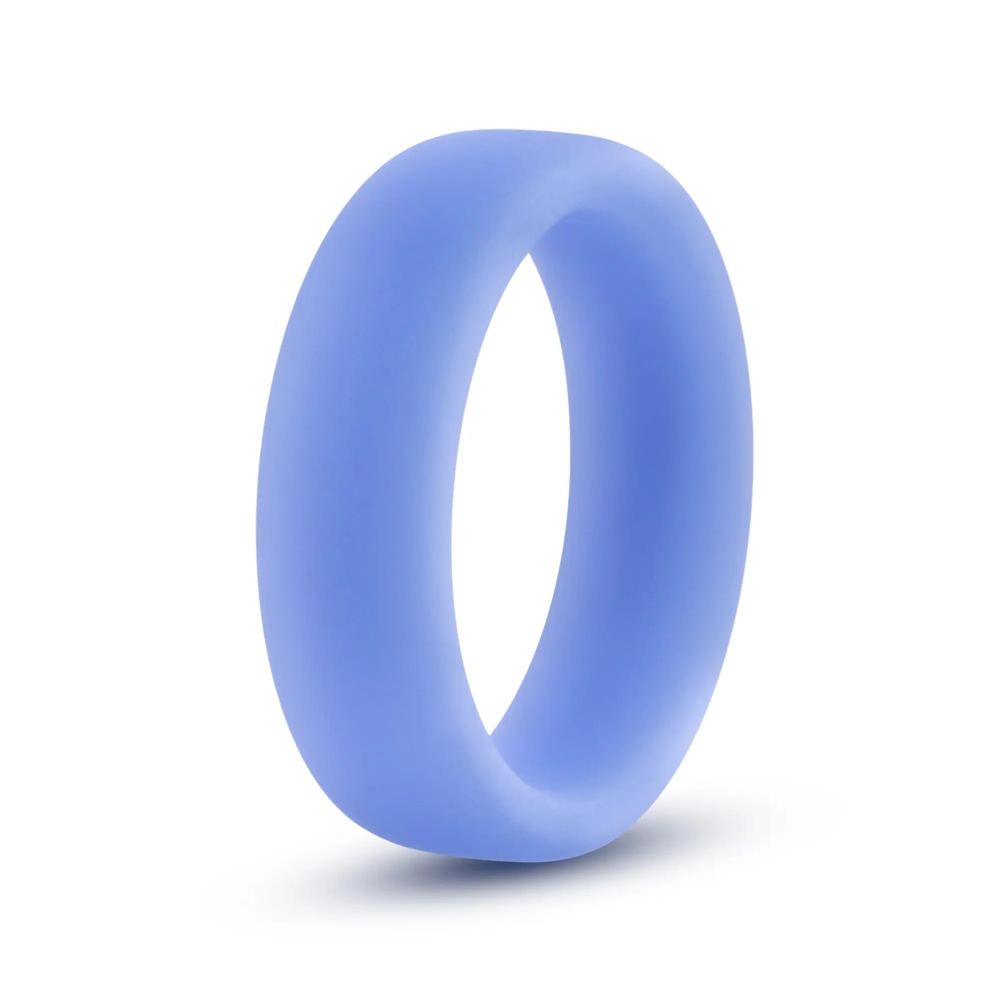 A sleek light blue performance silicone glo cock ring with a smooth matte finish and solid design