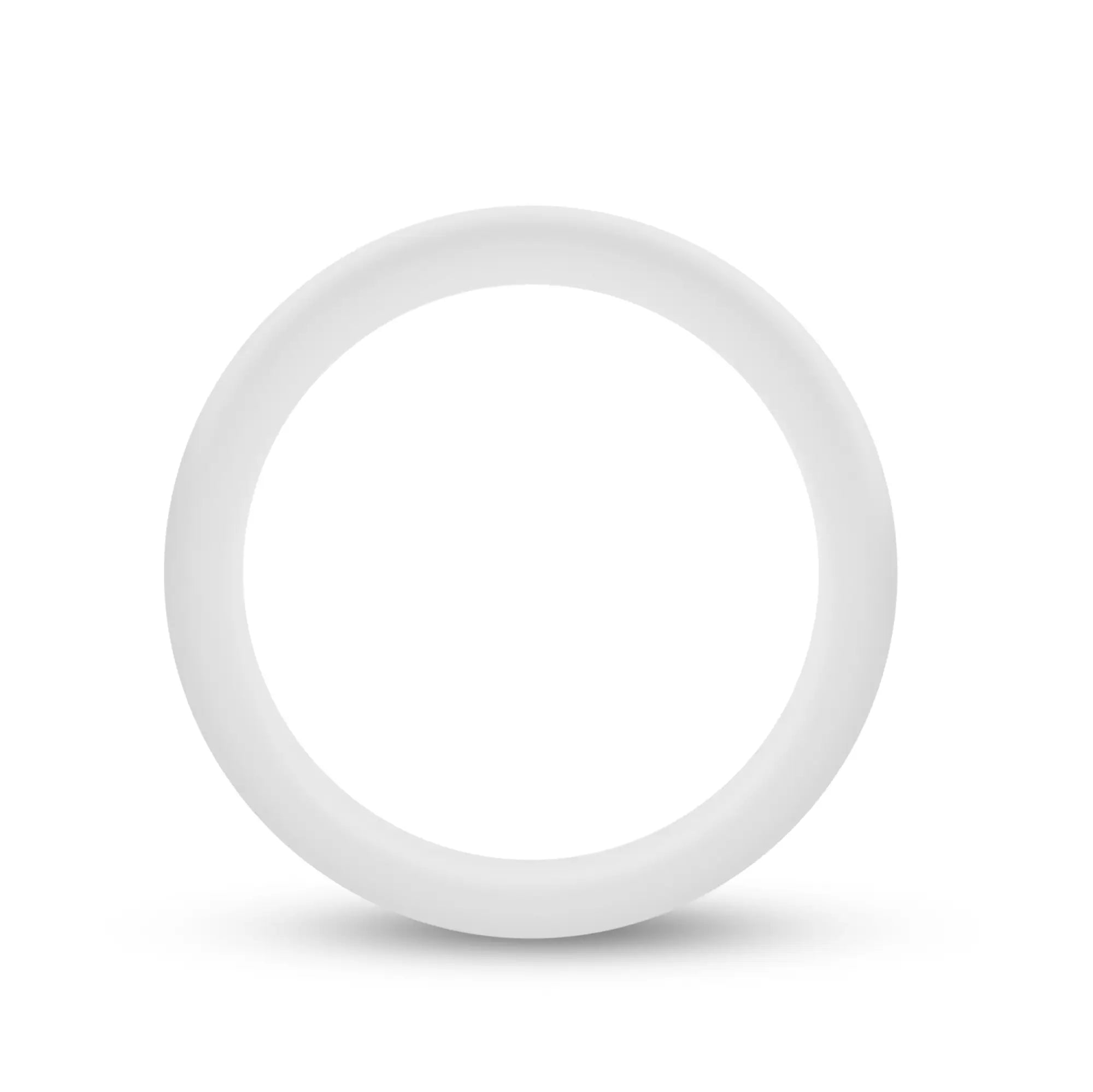 A sleek minimalist white silicone performance glo cock ring with a smooth matte finish
