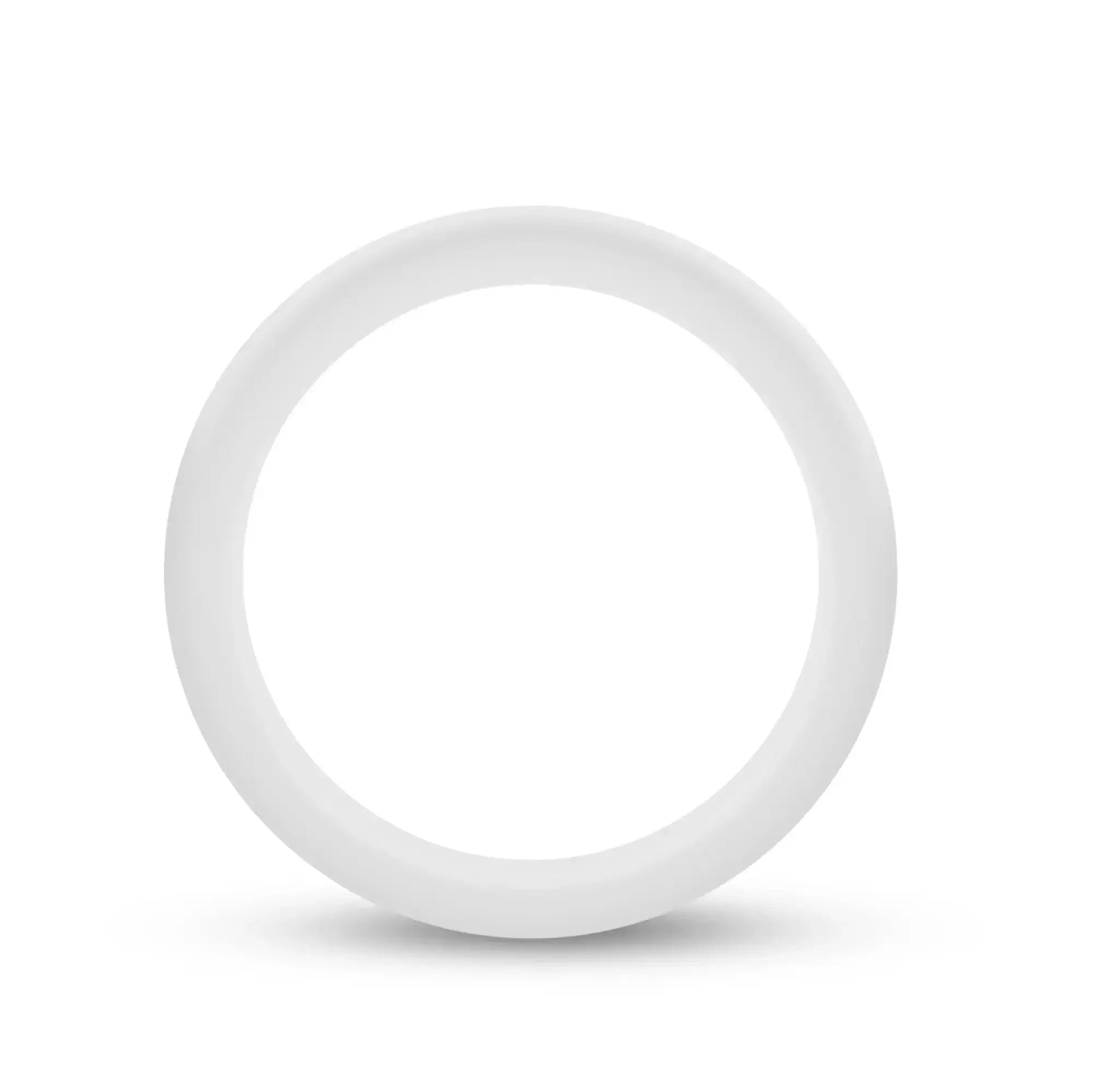 A sleek minimalist white silicone performance glo cock ring with a smooth matte finish