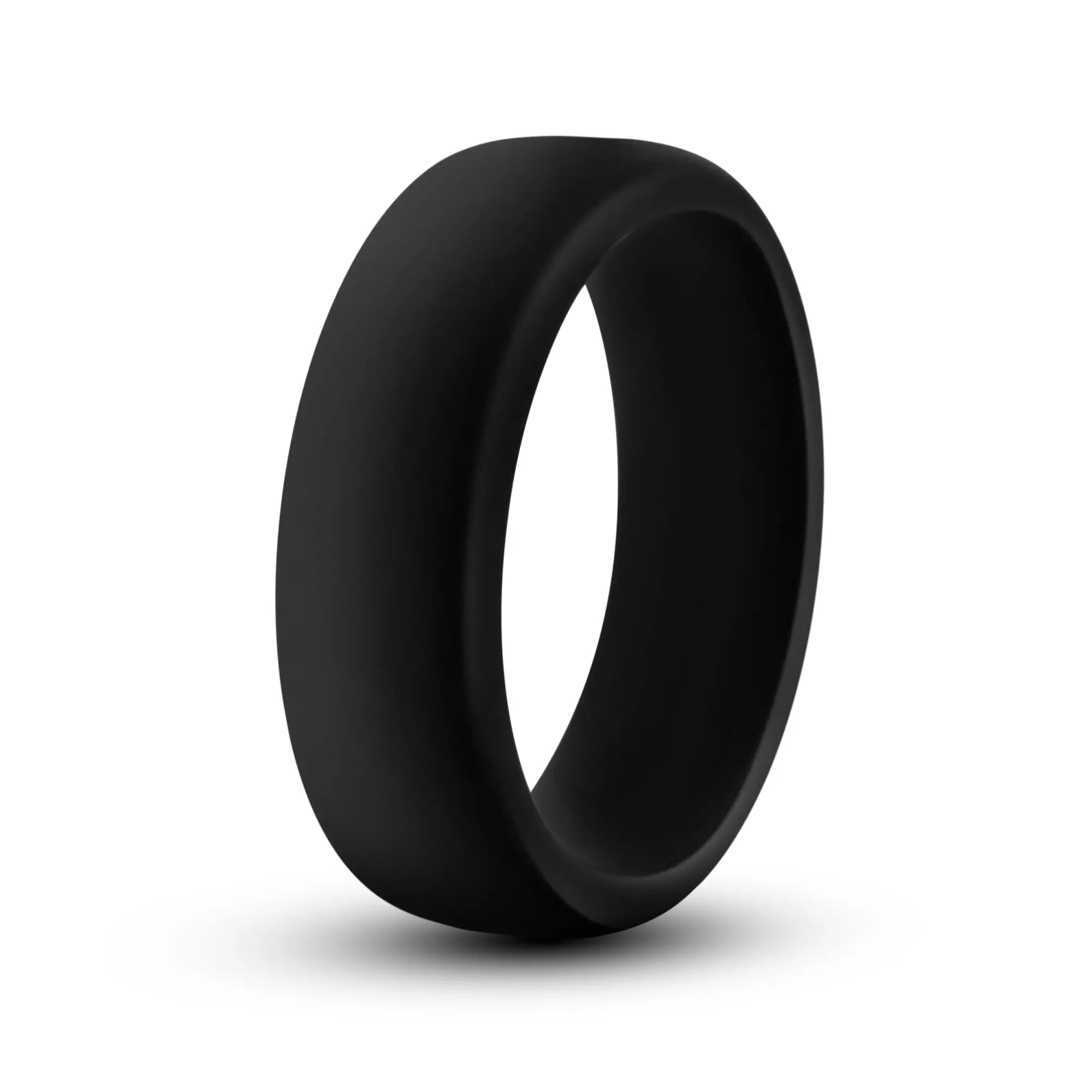 Black silicone performance go pro cock ring with smooth matte finish designed for comfort and durability