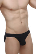 Black briefs petitq bikini aizy modal with smooth form-fitting design in black shown from the back side