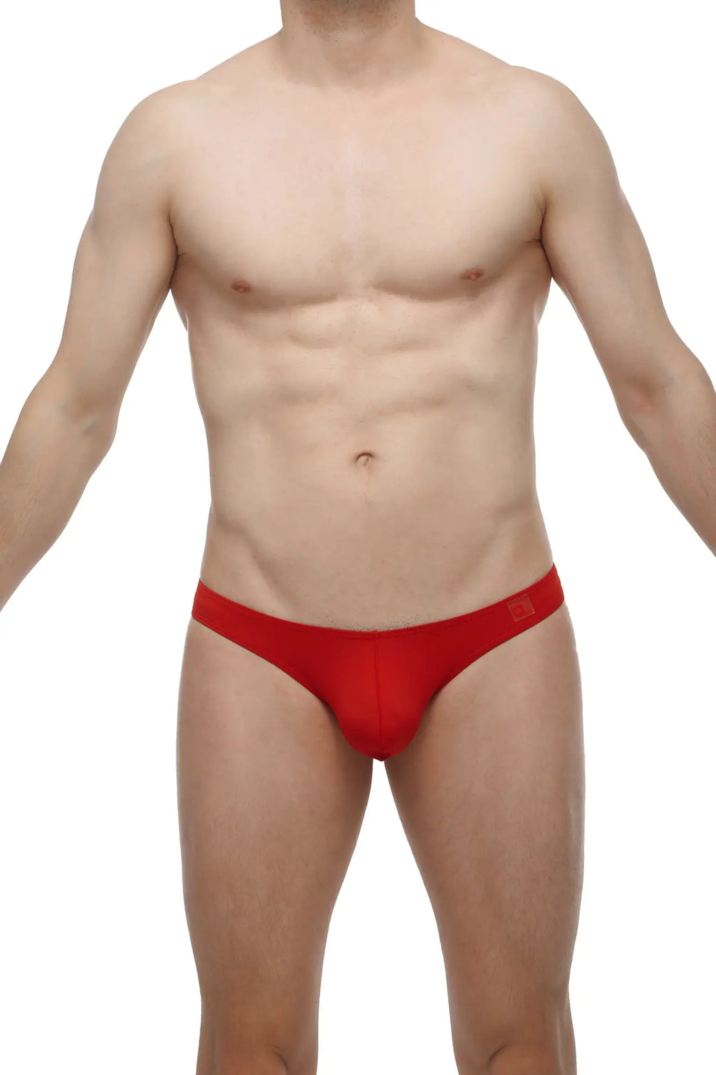 Petitq bikini capri red men’s briefs with snug form-fitting design in bright red color