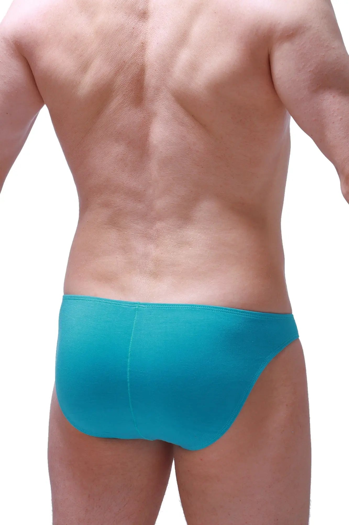 Petitq bikini chill tropical green turquoise form-fitting briefs made of smooth stretch fabric front view