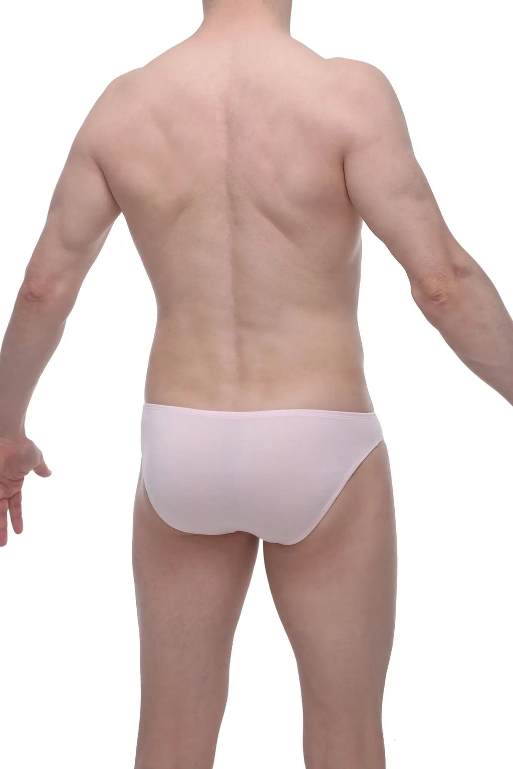 A pair of light pink form-fitting bamboo briefs from petitq bikini colline for comfortable everyday wear