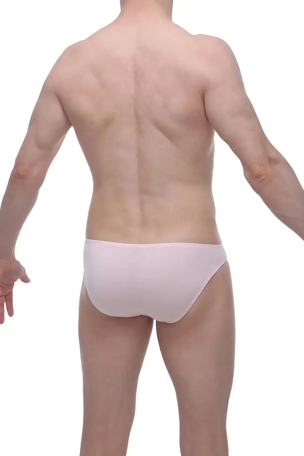 A pair of light pink form-fitting bamboo briefs from petitq bikini colline for comfortable everyday wear