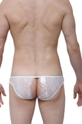 White lace briefs from PetitQ bikini PetitQ Corlier with intricate floral patterns and a seamless design