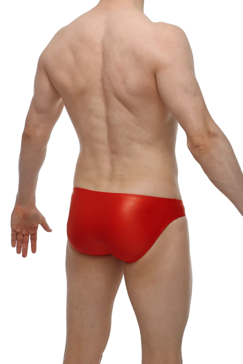 PetitQ bikini cuxac red glossy swim trunks with sleek form-fitting design perfect for swimming or beachwear