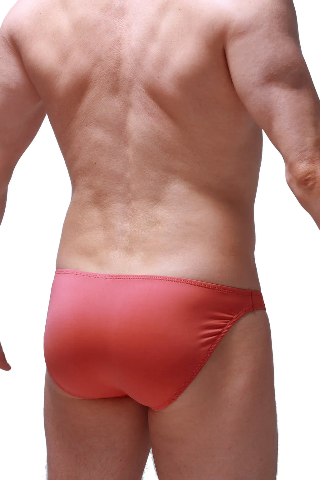 Red PetitQ Bikini Dome Blush swim trunks with smooth stretchy fabric and subtle gradient finish