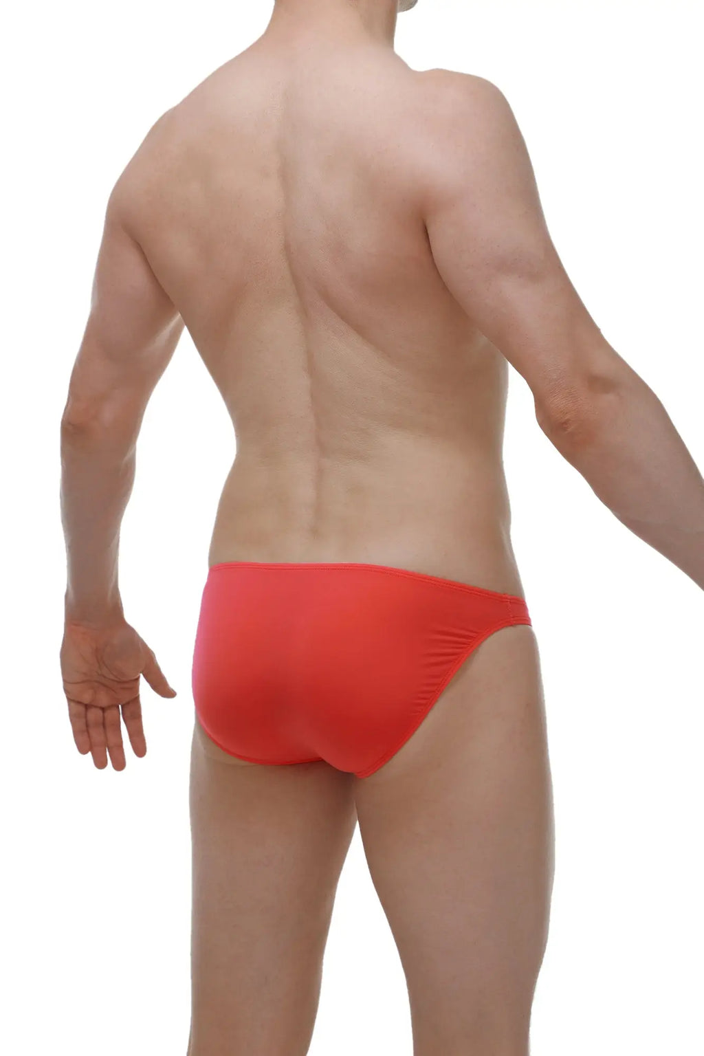 Bright red form-fitting swim trunks from petitq bikini dome plum crimson perfect for swimming and beachwear