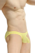 Yellow sheer mesh briefs petitq bikini dome plum yellow showcasing lightweight breathable fabric design