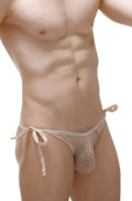 Beige mesh briefs petitq bikini knot durtol nude with tied waistband and side ties for a stylish fit