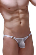 White mesh thong bikini with metallic ring accents from PetitQ ladon mesh white collection