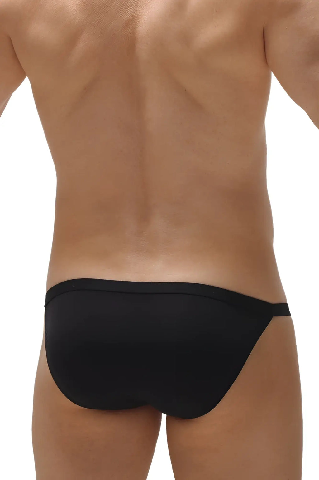 Black sleek form-fitting swim trunks petitq bikini ladon plum black with smooth fabric finish